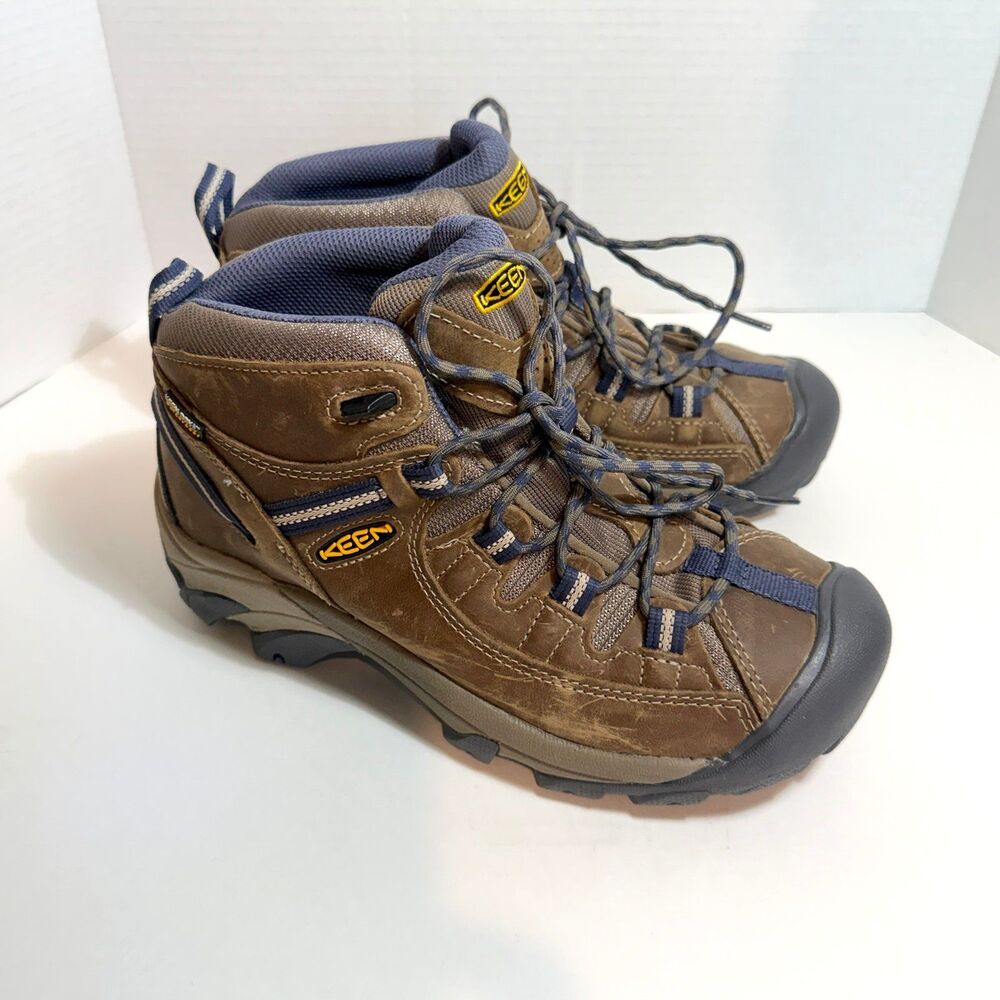 KEEN Targhee II Mid Waterproof Hiking Boots Women's Size 9.5 W Brown Blue